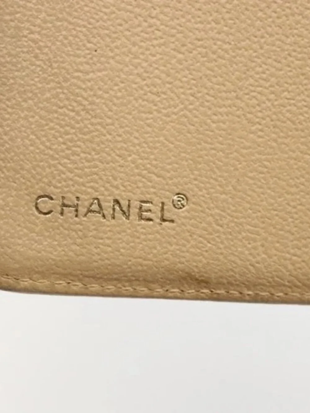CHANEL Day Planner Cover Leather Beige Gold CC Auth 159060